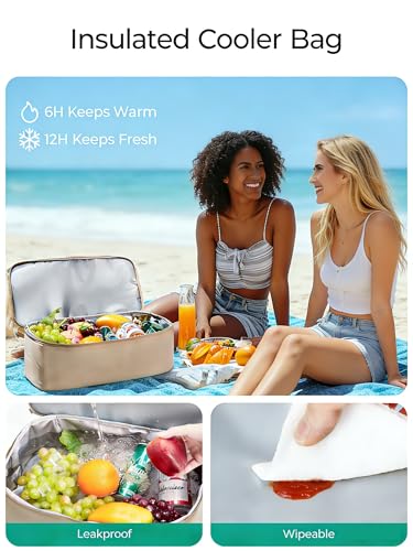 BAGSMART Beach Bag for Women, Mesh Tote Bags with Zipper, Sandproof Vacation Essentials with Cooler for Swim Cruise Pool