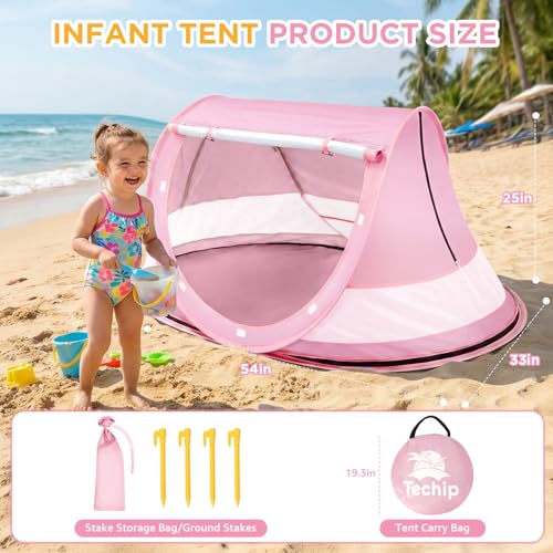 Baby Beach Tent, Pop Up Beach Tent Sun Shade for Beach, UPF 50+ UV Protection Sun Shelters for Infants with Carry Bag for ...