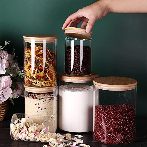 Tzerotone Glass flour Jars with Airtight Lids, 6 Pack Sugar and Flour Salt Containers Set, Extra Large Glass Rice Jar with...