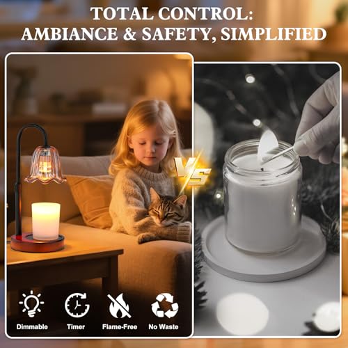 GOIUEDBZ Candle Warmer Lamp Electric: Timer Dimmer Candles Warming Jar Light - Height Adjustable Dimmable Warmers Lamps - ...