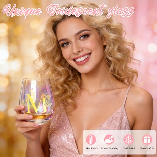 Personalized Birthday Gifts for Women Monogrammed Stemless Wine Glasses Unique Friendship Initial Gifts Christmas Gift for...