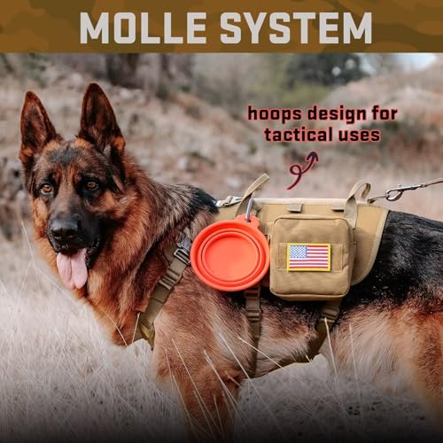 Forestpaw Tactical Dog Harness for Large Dogs,Tactical Dog Collar with Bungee Leash Set,No Pull Military Dog Harness for W...