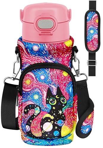 Miss Adola Water Bottle Carrier with Strap - Insulated Neoprene Water Bottle Holder Bag with Pocket for 14-20 oz