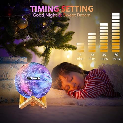 GDPETS Moon Lamp Kids Night Light Galaxy Lamp - 16 Colors Moon Light with Wood Stand Remote & Touch Control USB Rechargeab...