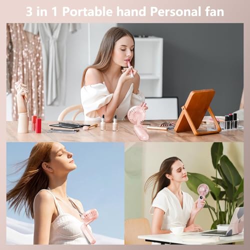 xigmer Portable Fan, 2-Pack Rechargeable Handheld Fans with 12H Battery, 5-Speed 180° Foldable USB Fan, Cooling Face Fan w...