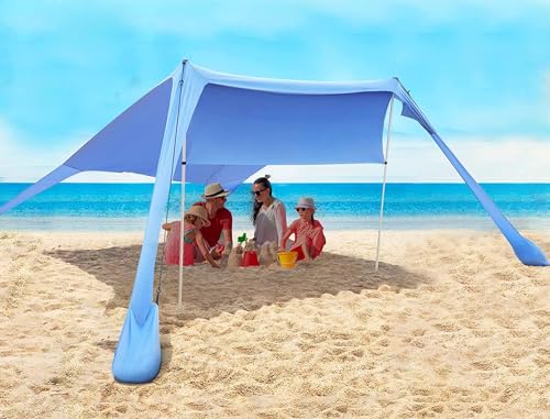 FBSPORT Beach Tent Sun Shelter, Portable Beach Shade Canopy UPF50+ with Sandbags for Outdoor Family Camping, Fishing, Back...