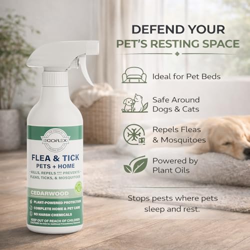 Flea Spray for Home & Pets - Flea and Tick Prevention for Dogs - Plant Based Repellent with Natural Essential Oils for Dog...