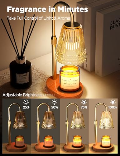 TATAANTY Candle Warmer Lamp with Timer Dimmable, Height-Adjustable Candle Warmer with 2 Bulbs, Melt Wax Warmer Lamp, House...