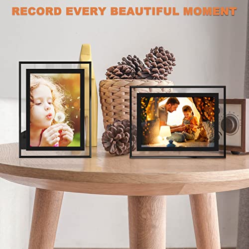 IZIDDO 4x6 Picture Frames Set of 2, Black Glass Photo Frame, Only for Tabletop Display, Gift Picture Frame, Horizontally o...