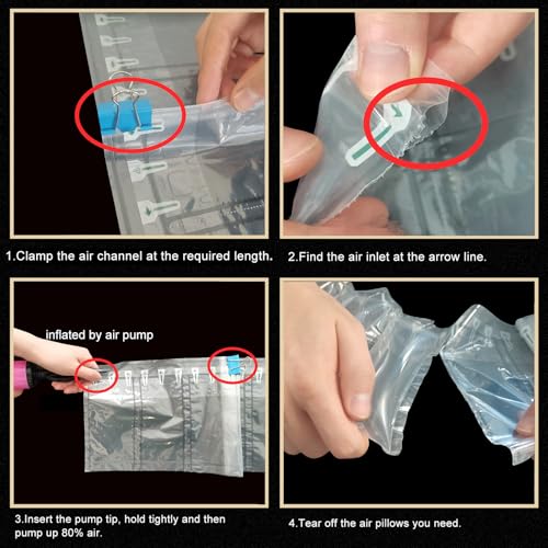 Hijelyn Air Pillows for Shipping with Pump Packaging Air Bags 400 Count Inflatable Shipping Supplies Box Filler Packing Ma...