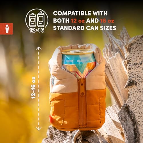Puffin The Puffy Vest Insulated Can Cooler Sleeve 12oz & 16oz Tall Can - Non Slip Base, Beer Soda Drink Jacket for Cold or...