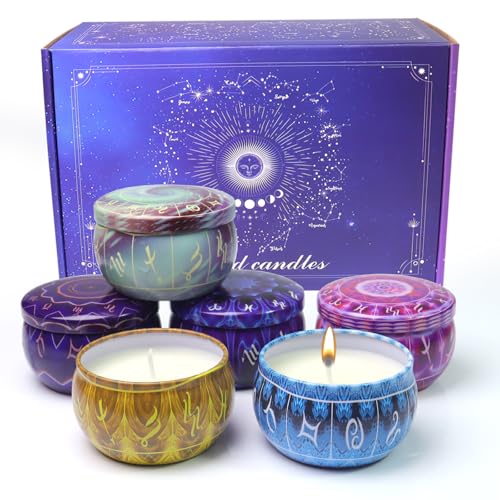 Zodiac Scented Candles Gift Set, 12 Pack Travel Size Soy Wax Aromatherapy Candles with Essential Oils, Astrology Constella...