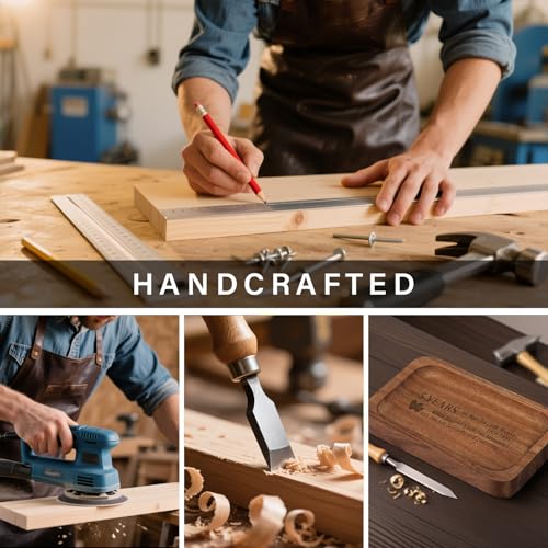 Soziprix 5th Anniversary Wedding Gifts for Wife, Husband – Handmade Acacia Wood Jewelry Tray, the Best Gift to Celebrate F...
