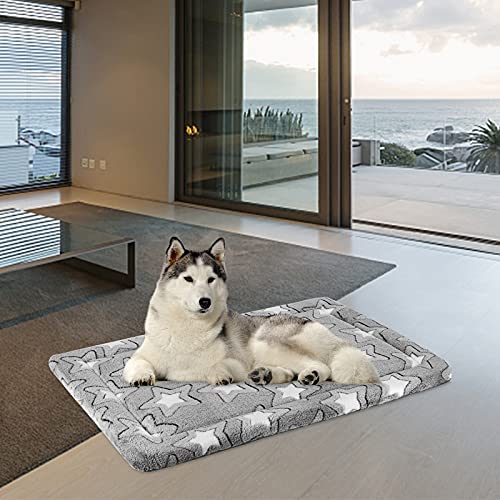 EMPSIGN Dog Crate Pad - Reversible Kennel Mat (Cool & Warm), Machine Washable, Cozy Star Pattern Sleeping Pad for Small Me...