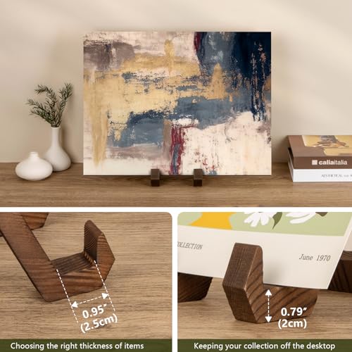 ANBOXIT Plate Display Stand, 6 Inch Plate Holder for Displaying, Decorative Picture Frame Dish Photo Plaque Platter Wood S...