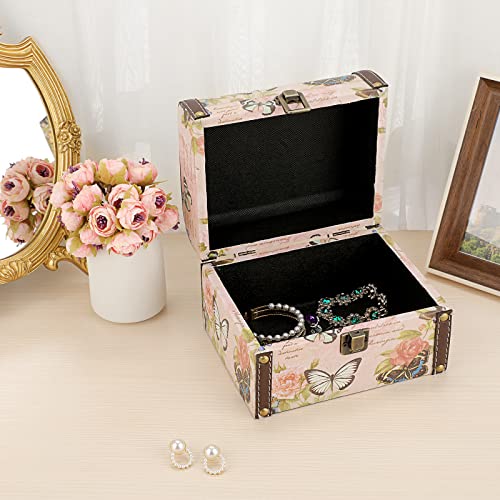 ELLDOO Butterfly Treasure Chest Box, Wooden + PU Leather Storage Decorative Box for Jewelry Trinkets, Keepsakes box for Gi...