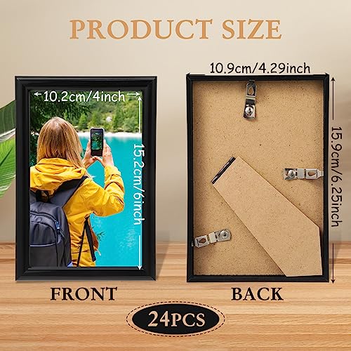 Redbaker 24 Pack 4'' x 6'' Black Picture Frames Bulk Photo Display Frames for Tabletop Home Office School Display Wedding ...