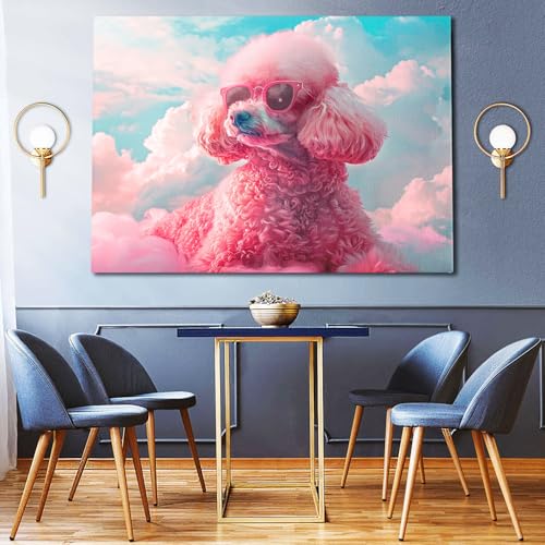Eali88fa Poodles Dog and Pink Cloudy Sky printed canvas, a charming addition to any collection of gifts and keepsakes, is ...