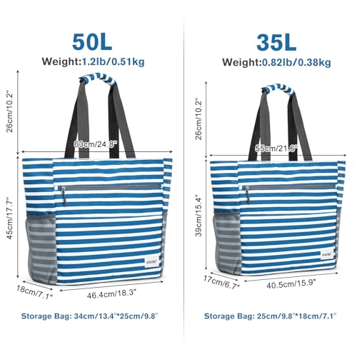 G4Free Beach Bag, Waterproof Sandproof Beach Tote Bag, Large Capacity Foldable for Women