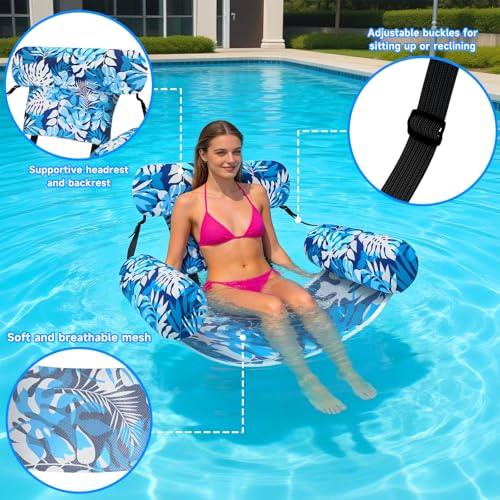 Nyrveua Pool Floats Adult, 3Pack/2Pack/1Pack Adjustable Heavy Duty Inflatable Pool Floats Chair, Portable Pool Float Loung...