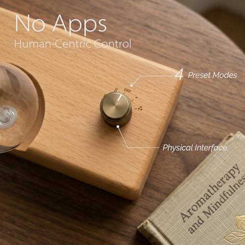 Waterdrop Glass Essential Oil Diffuser with Handmade Wood Base for Aromatherapy, Waterless Scent Diffuser for Yoga Home Of...