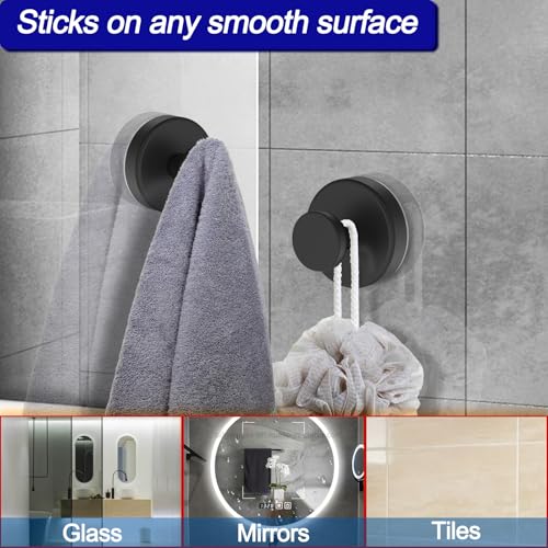Bntuk Suction Cup Hooks for Shower, Removable Towel Hooks for Bathroom Window Glass Door Wall, Bath Robe Looafh Wreath Hoo...