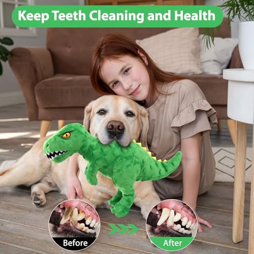 Homounter Dog Toys Cute Dinosaur Plush Toy for Large Dogs - Squeaky Interactive Stuffed Dog Chew Toy for Puppies, Pet Toys...