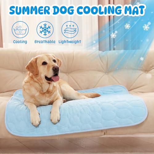 Chunful 4 Pack Pet Cooling Mat for Dogs and Cats, Summer Washable Dog Cooling Pad with Non-Slip Bottom & Storage Bags, Fol...