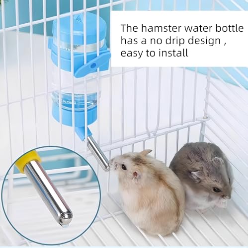 2 PCS Pet Cage Water Bottle No Drip Small Animal Water Bottle, Hanging Hamsters Water Bottle,for Rabbit, Guinea Pig, Hedge...