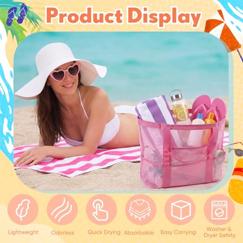 Threan 16 Pack Teacher Appreciation Gift Bulk Summer Beach Pool Party Favors Large Mesh Tote Beach Bags Pool Towels for Wo...