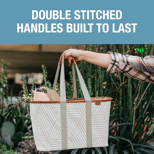 CleverMade Collapsible LUXE Tote - Reusable Grocery Shopping Storage Bag Organizer w/Handles Reinforced Bottom