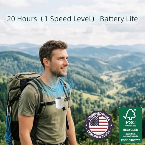 CHICWAY Portable Clip On Fan, 6-Speed Small Waist Fan with LED Display, 20H Rechargeable Personal Fan with Flashlight, Han...
