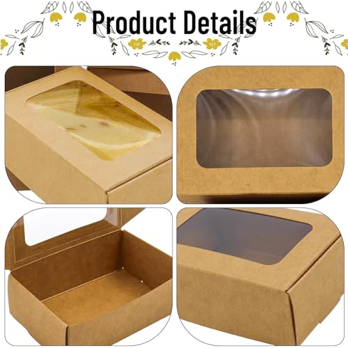 RYKOMO 40 PCS Soap Boxes for Homemade 3.55 x 2.4 x 1.2 Inch Small Soap Paper Box Mini Kraft Treat Box with Window for Home...