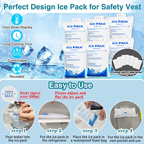Cooling Safety Vest with 24Pcs Ice Packs - Ice Cooling Vest for Men Women Cool Vest for Hot Weather Work (Fluorescent Green)