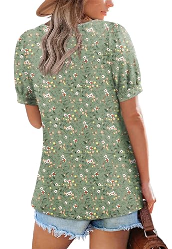 Zwurew Women's Summer Casual Puff Short Sleeve T-Shirts Square Neck Pleated Flowy Trendy Tunic Tops for Leggings S-2XL