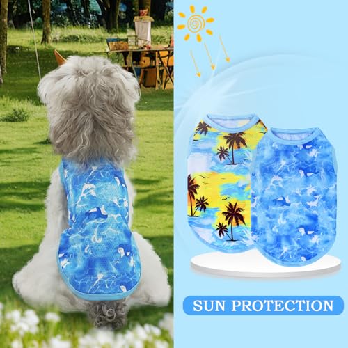 XPUDAC 4 Pack Dog Shirts Cooling Quick Dry Summer Dog Clothes for Small Dogs Boy Girl Lightweight Breathable pet Cooling V...