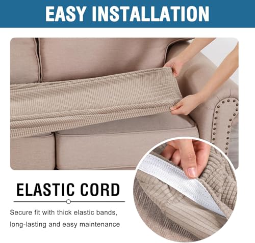 H.VERSAILTEX Super Stretch Individual Seat Cushion Covers Sofa Covers Couch Cushion Covers Slipcover Sets Thick Jacquard T...