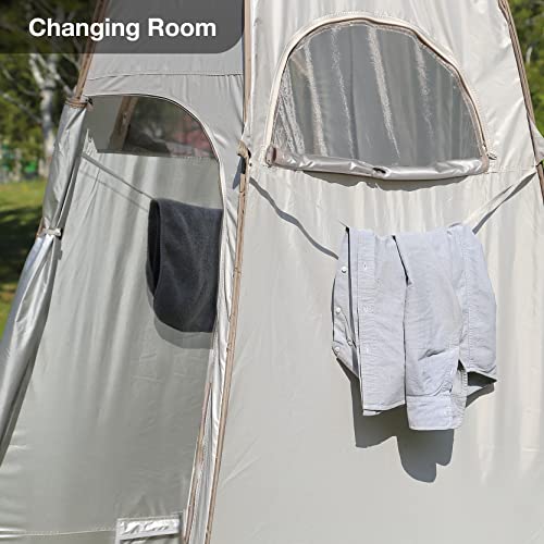 TRIPTIPS Pop Up Shower Tent with Mesh Window, Portable Toilet Privacy Tent, 6.9 FT, Removable Rain Cover/UPF 50+