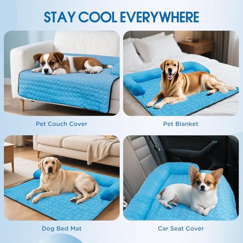 Cooling Dog Bed, Cooling Mat for Dogs & Cats | Machine Washable Couch Bed, Waterproof & Non-Slip Blanket Cover | Pad for P...