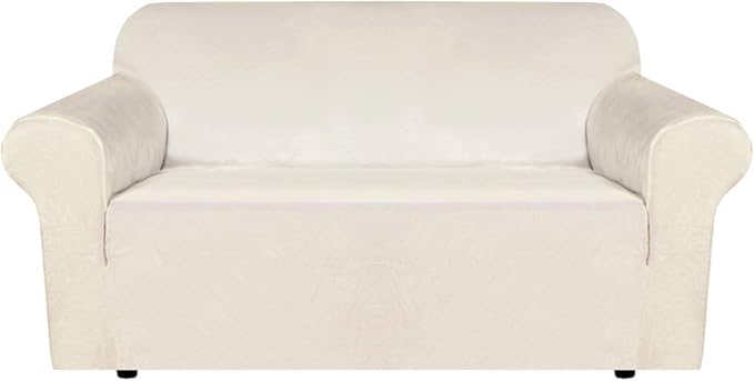 H.VERSAILTEX Stretch Velvet Loveseat Covers for 2 Cushion Couch Covers for Living Room Sofa Covers Slipcovers with Non Sli...
