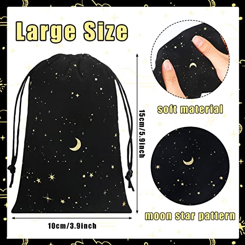 Hillban 30 Pcs 4 x 6 Inch Black Velvet Drawstrings Bags for Jewelry Moon Star Pouch with Drawstrings Ring Bags for Jewelry...