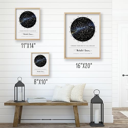 Custom Star Map - Personalized (Multiple Sizes - Unframed Print, Star Constellation Wall Art, Great Gift - Special Occasio...