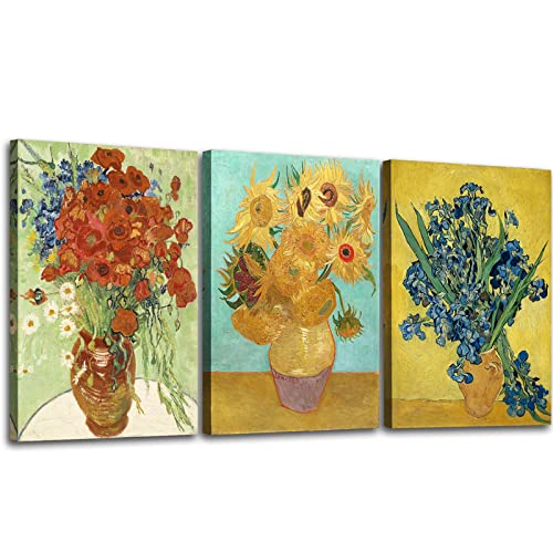 OKEXCKK Sunflowers of Vincent Van Gogh Wall Art, Irises Flower Paintings Artwork Reproduction, Giclee Canvas Prints Pictur...
