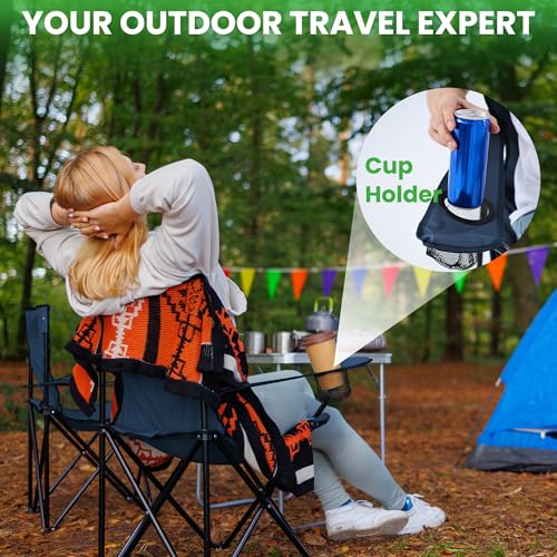 Canpsky 2-Pack Lightweight Portable Camping Chairs, Compact Folding Lawn Chairs with Cup Holder & Carry Bag for Outdoor, B...