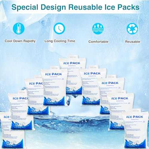 12Pcs Gel Ice Packs for Cooling Vest - Cold Packs for Ice Cooling Safety Vest, Reusable Ice Packs for Injuries Food Preser...