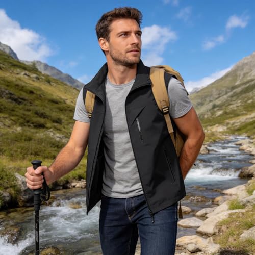 MANLUODANNI Men's Lightweight Vest Sleeveless Outdoor Work Jacket for Travel Hiking Running
