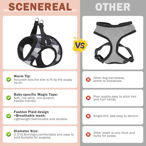 SCENEREAL Small Dog Harness and Leash Collar Set, Step in No Pull Soft Mesh Dog Harnesses for Small Medium Sized Dogs Pupp...