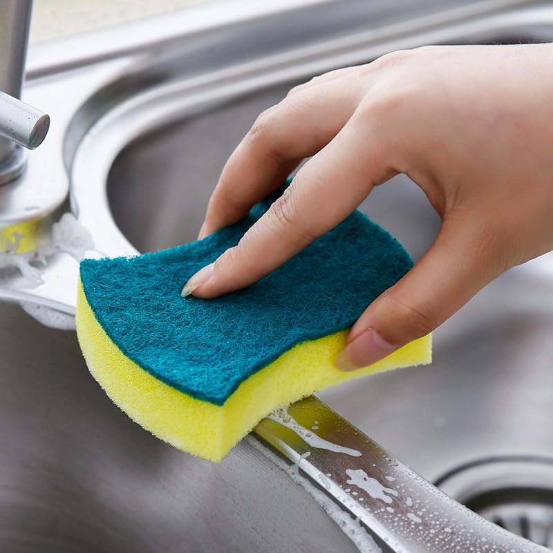 10 Pcs Kitchen Cleaning Sponge, Double Face Non-Scratch Scrub Sponge, Super Absorbent Multi-Use Cleaning, Widely Used in K...