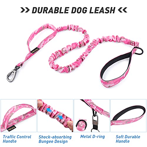 Hotsky Tactical Dog Collar and Leash Set, Heavy Duty Military Airtag Dog Collar with Handle and Metal Buckle for Training ...