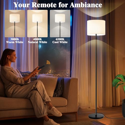 Fuvqeyes Smart Floor Lamp with APP & Remote Control - Dimmable RGB & White Light (3000K-6500K) for Living Room, Bedroom, O...